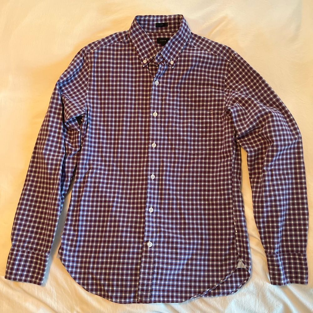 J. Crew Slim Fit Oxford 100% Cotton Dress Shirt Plaid Men’s Small Preppy